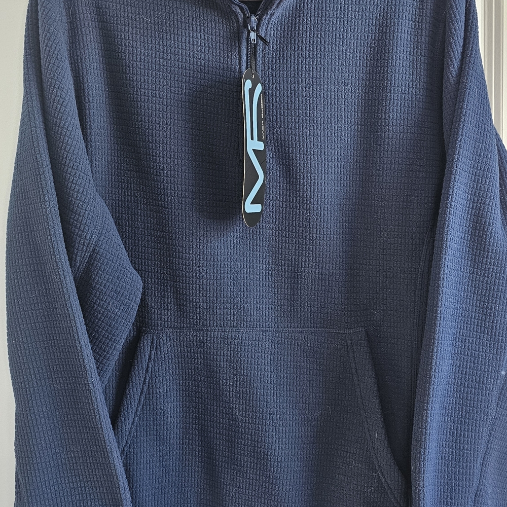 Men's Blue Textured Zip-Up Sweater